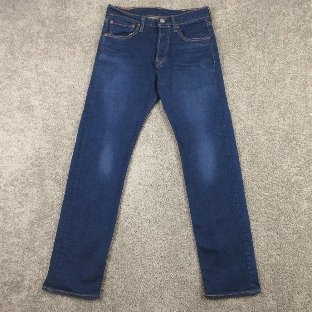 Levis Jeans Mens 31x32 Blue 501 Button Fly Original Straight Faded Denim Pants